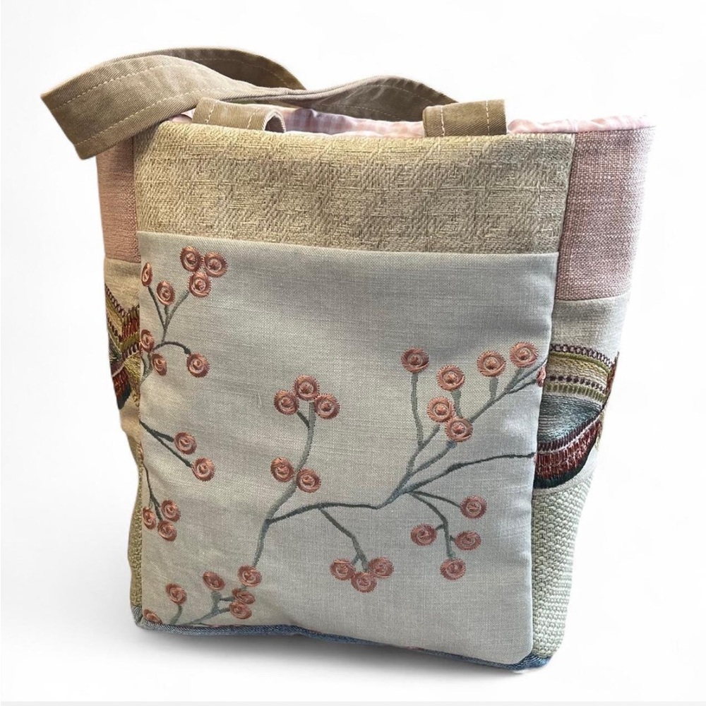 Handmade One Of A Kind Pastel Multi-Color Upcycled Fabric Boho Shoulder Bag Tote
